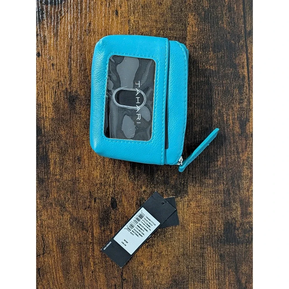 Tahari Women's Vegan Leather Folding + Snap Wallet‎ New NWT Teal